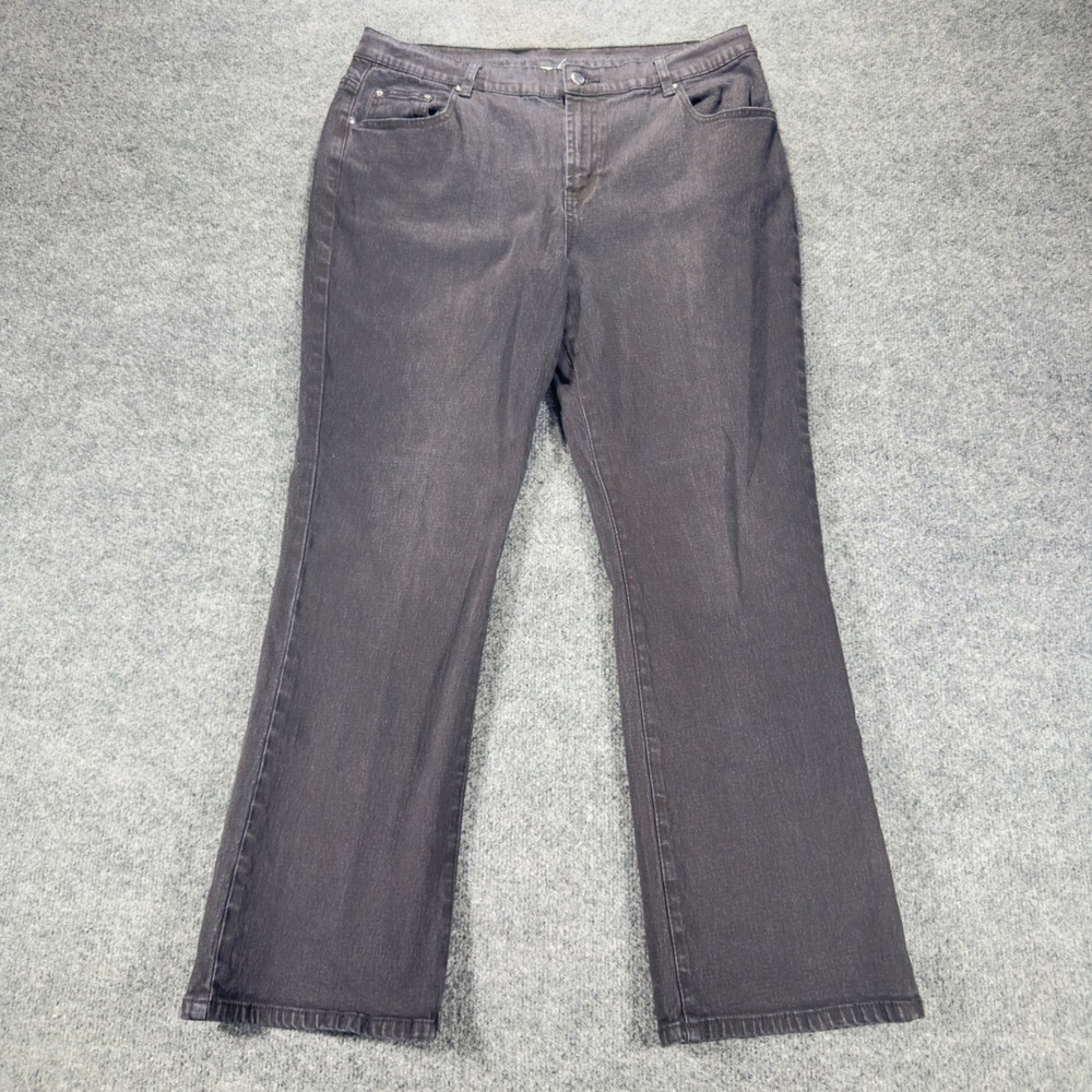 DG2 Diane Gilman Jeans 14P Womens Dark Wash Embellished Bootcut Stretch Denim